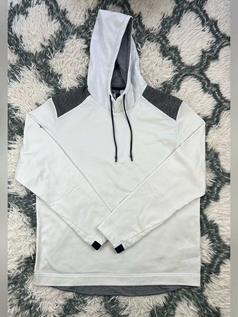 Adidas Men’s White Long Sleeve Hoodie Sweatshirt Size L